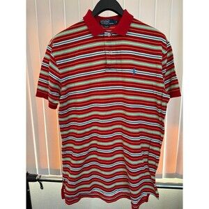 Men’s Polo Ralph Lauren Striped Polo Shirt 100% Pima Cotton Size Medium